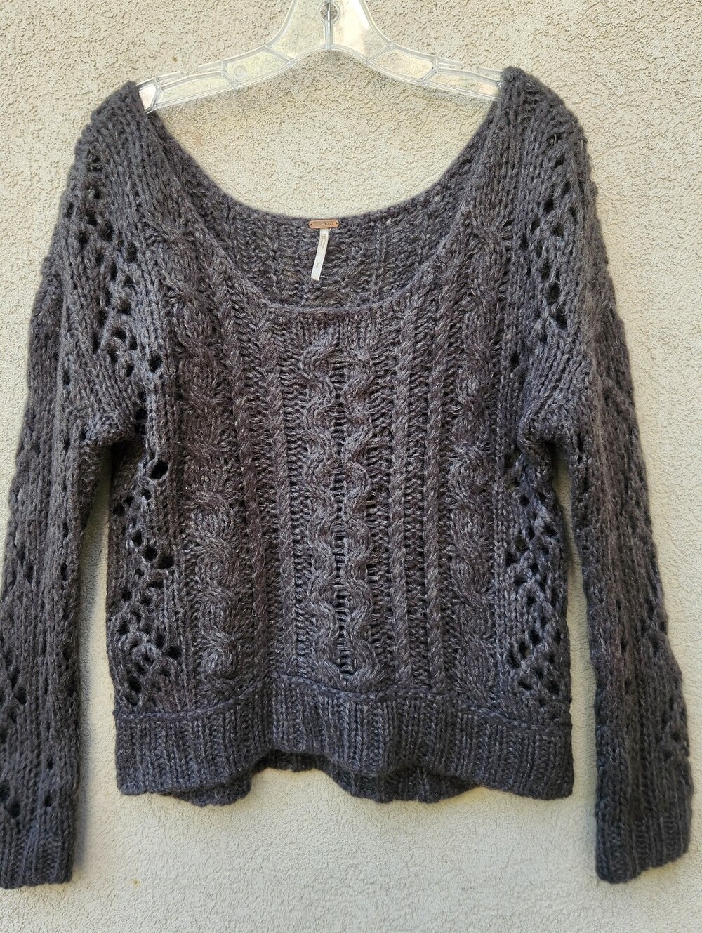 FREE PEOPLE Women’s Fluff Sweater Small Brown Wool Mohair Blend Festival Boho